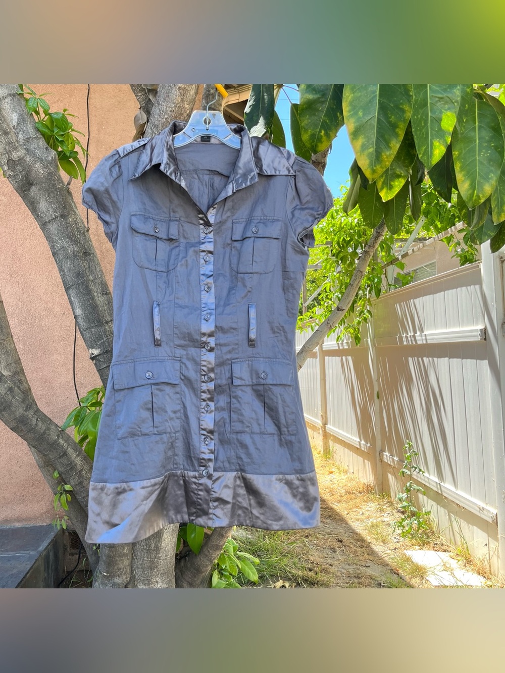 Vintage Y2K Twenty One Grey Button Down Mini Dress.